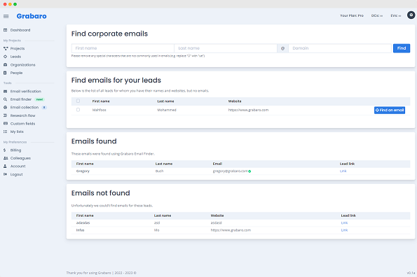 Grabaro Email Finder Tool